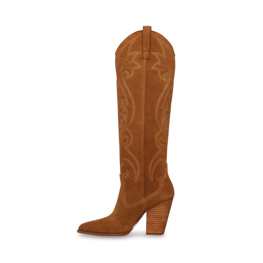 Botas Hasta La Rodilla Steve Madden Lasso Chestnut Gamuza Mujer Marrones | ES AI3198